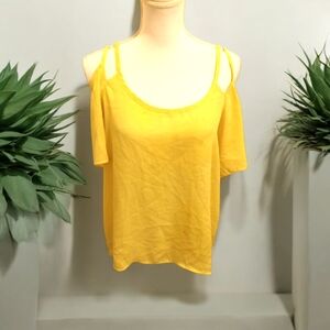 Yellow Women's Cold Shoulder Top
